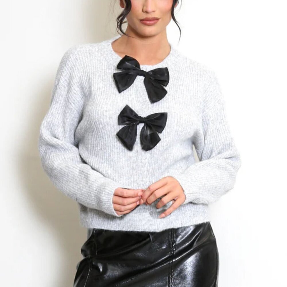 Rachel Zoe Velvet Bow Cardigan